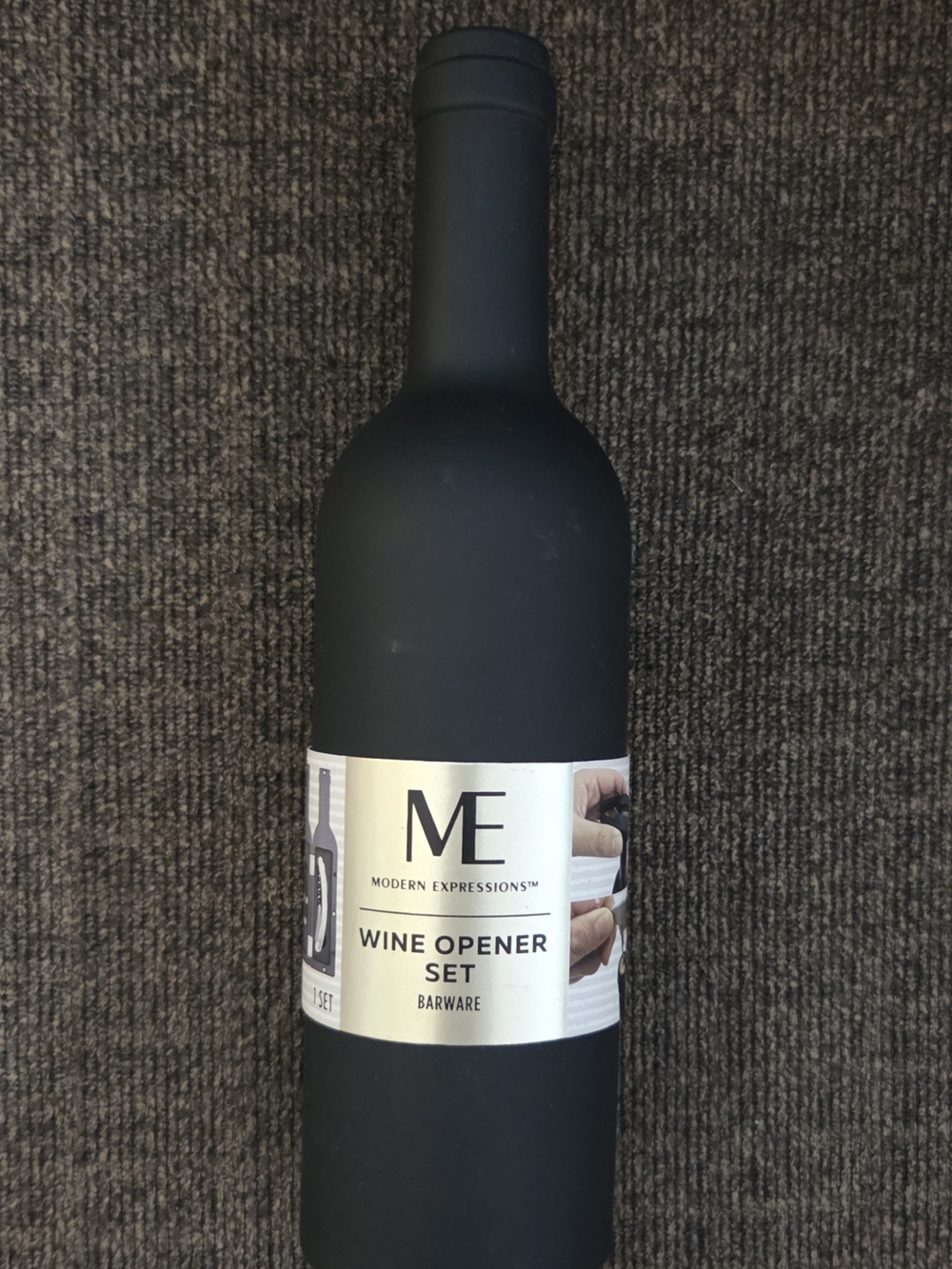 Modern Expressions Black Wine Opener Set in Bottle Case